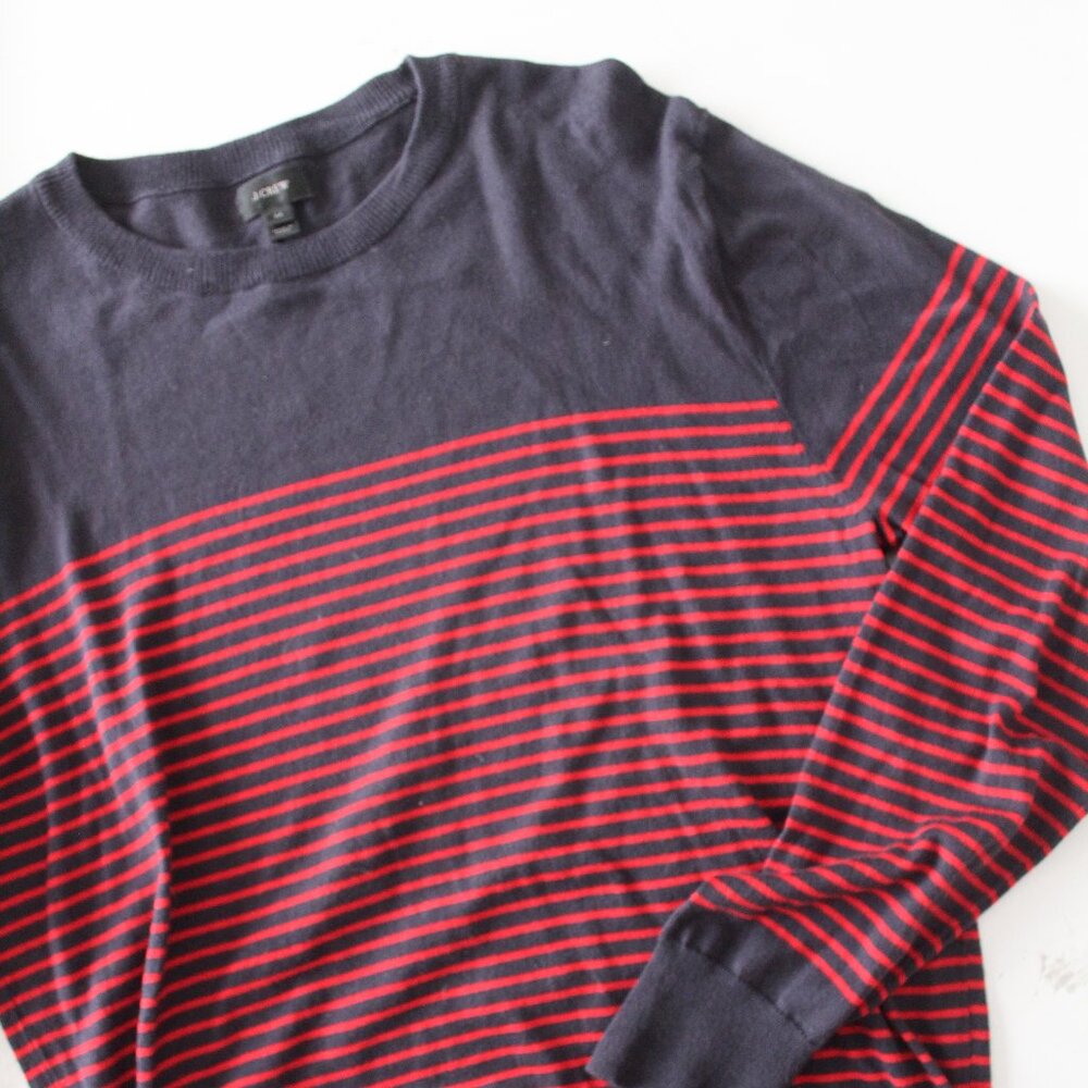J. Crew Red & Blue Stripes Lightweight Sweater / Pullover - Size Medium